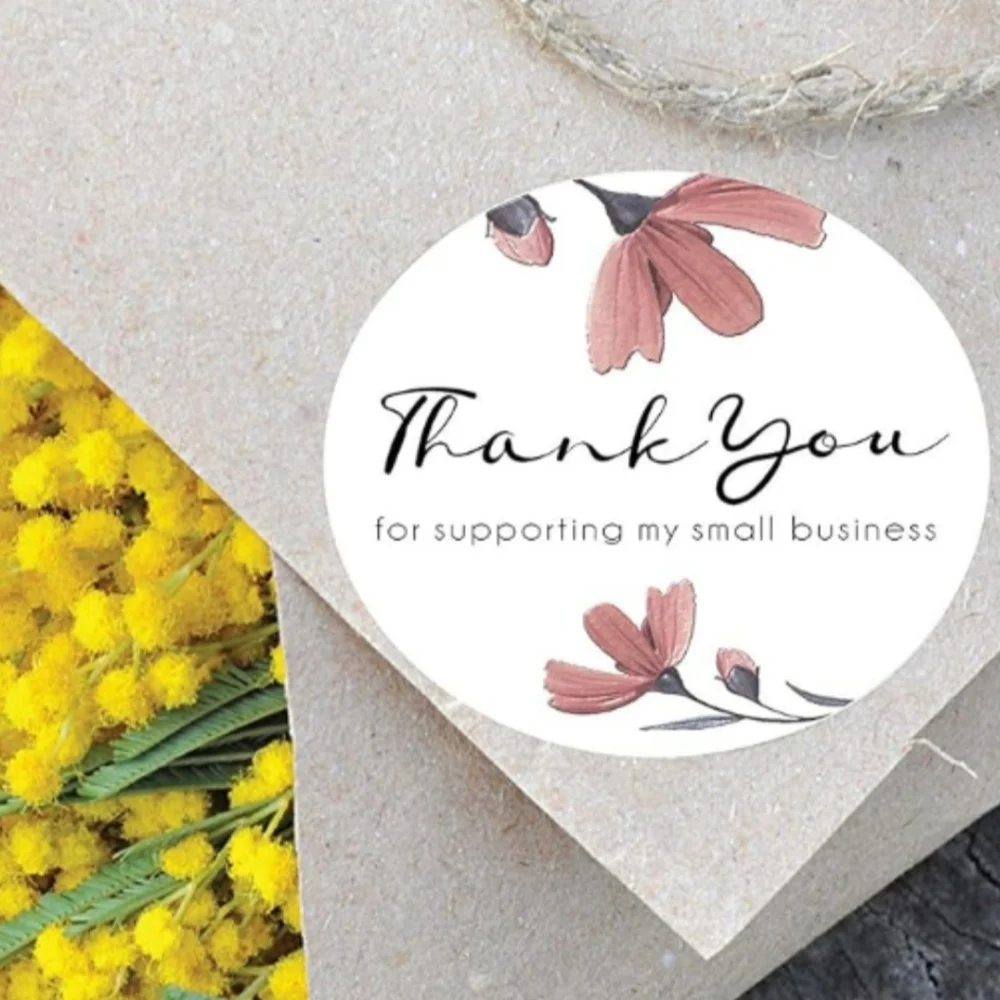 100 THANK YOU For Supporting My Small Business Stickers Peach Exotic Flow…